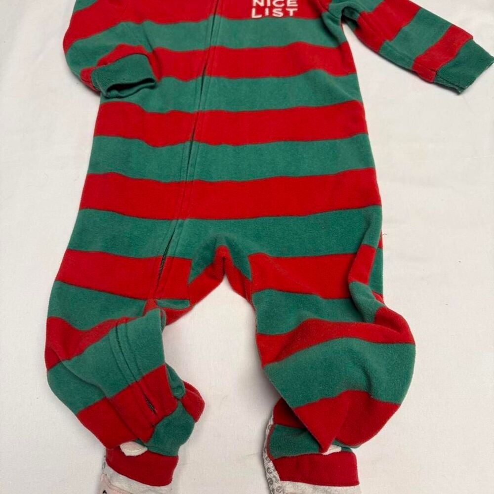 Carters On The Nice List footed pajamas unisex holidays zip up sz 12 mos